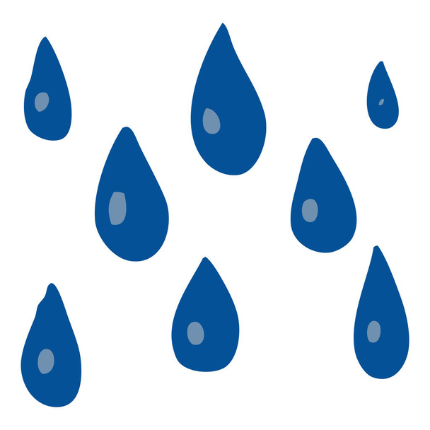 капли дождя в плоском цветовом стиле
 - Вектор,изображение