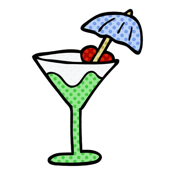 cartoon doodle cocktail, colorful vector illustration - Vettoriali, immagini