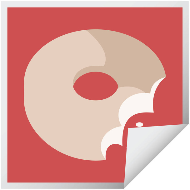 bitten donut graphic square sticker - Vector, Image