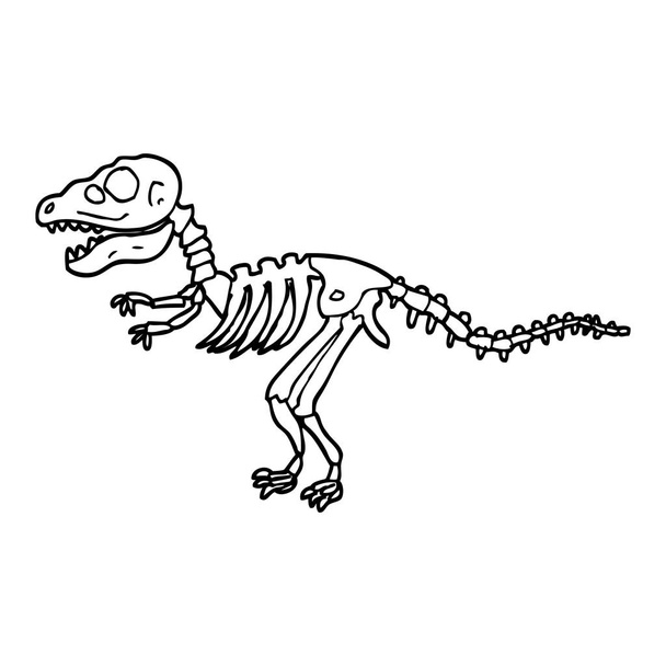 black and white cartoon dinosaur bones - Vector, Image