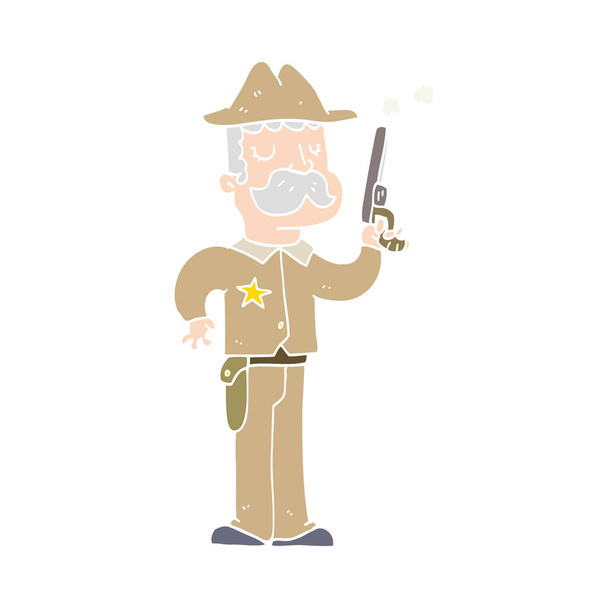 flat color style cartoon sheriff - Vetor, Imagem