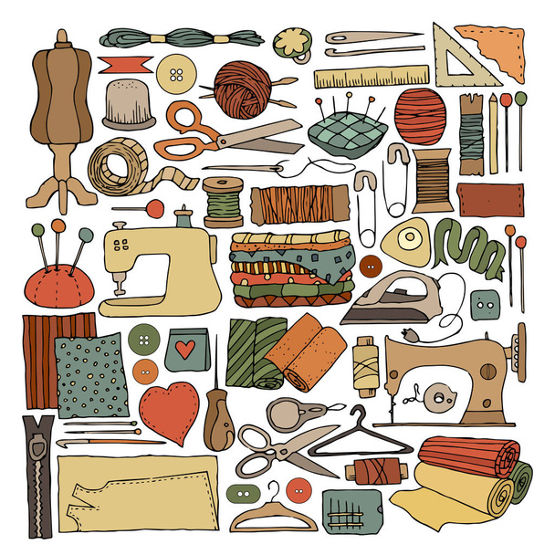tailor colorful vintage collection - Vector, Image