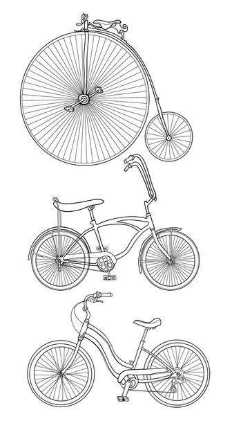 Retro bicycles - Vektor, kép