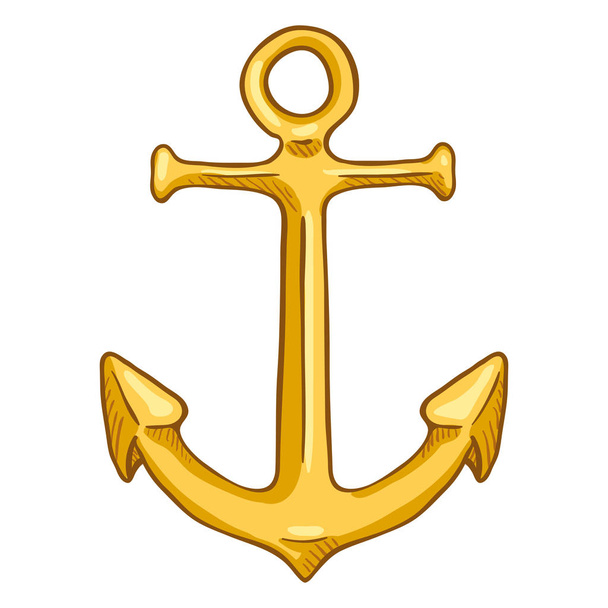 Vector Cartoon Color Illustration - Golden Marine Boat Anchor - Vector, Image