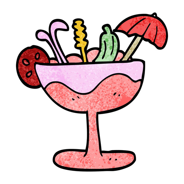 cartoon doodle cocktail, colorful vector illustration - Vector, Image