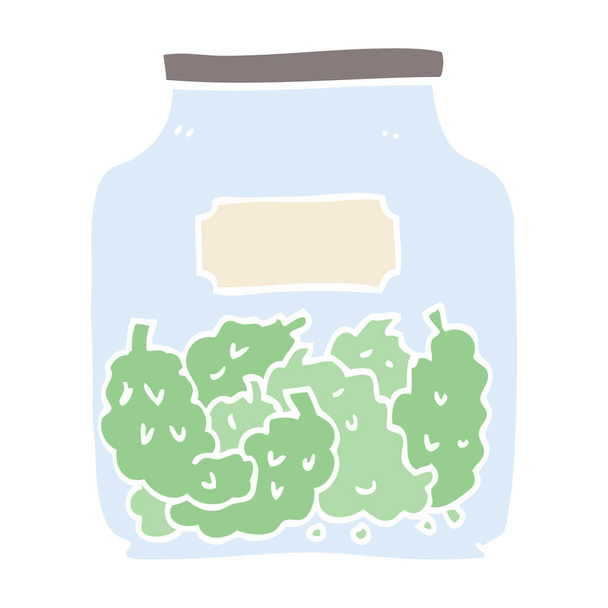 flat color illustration cartoon cannabis dispensary jar - Vector, Image