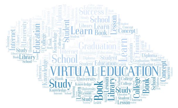 Virtual Education word cloud, wordcloud made with text only. - Photo, Image
