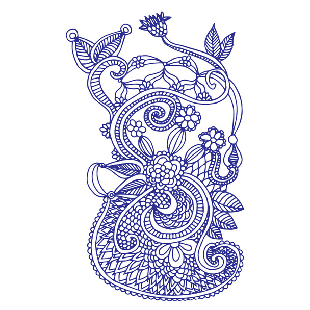 Hand draw line art ornate flower design - Διάνυσμα, εικόνα
