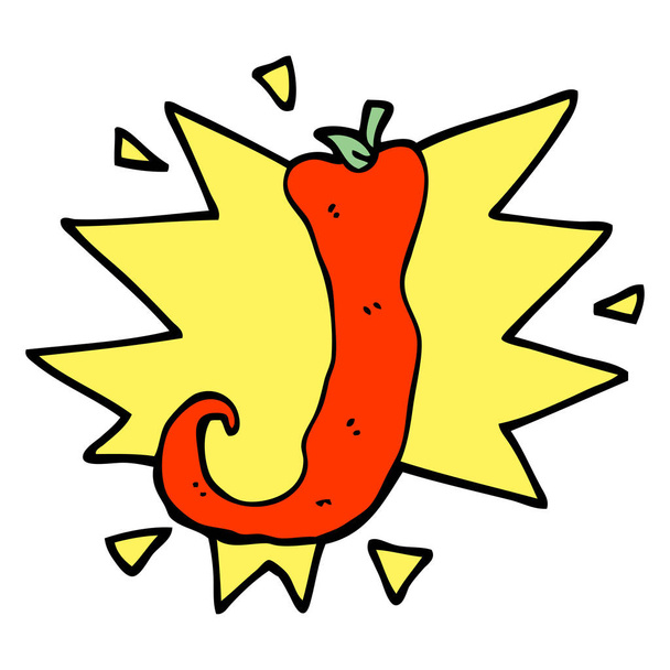hand drawn doodle style cartoon red hot chili - Vector, Image