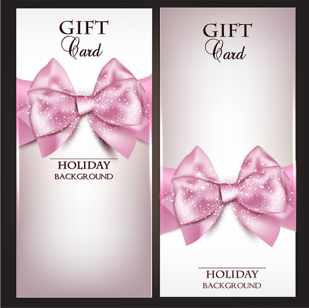 Gorgeous gift cards with pink bows and copy space. Vector illust - ベクター画像