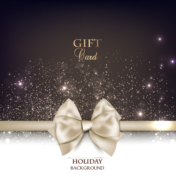 Gorgeous gift card with white bow and copy space. Vector illustr - Вектор,изображение