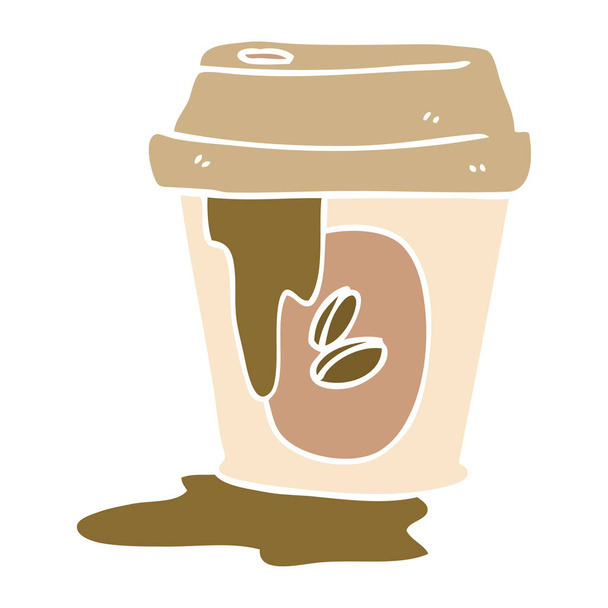 xícara de café bagunçado estilo de cor plana desenhos animados
 - Vetor, Imagem
