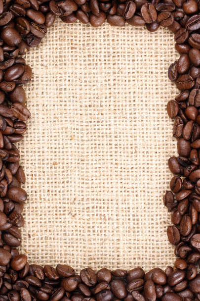 Coffee beans frame and sizal - Foto, Bild