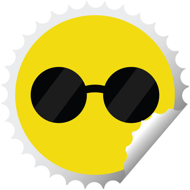 солнечные очки графическая векторная иллюстрация круглая наклейка
 - Вектор,изображение