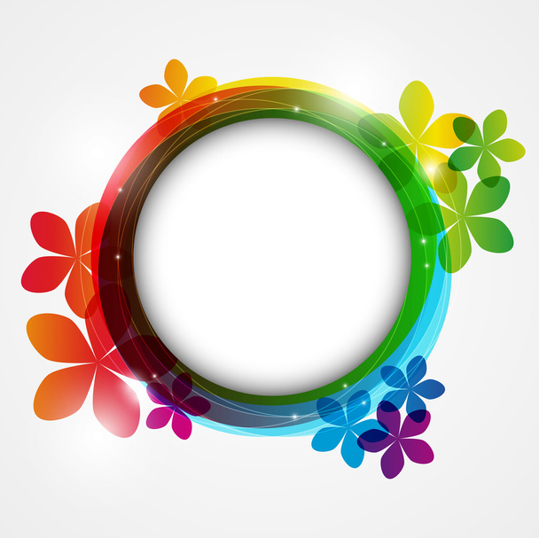 Color round frame with flowers - Wektor, obraz