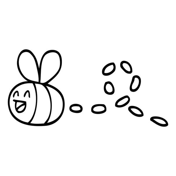 black and white cartoon buzzing bee - Vector, Image