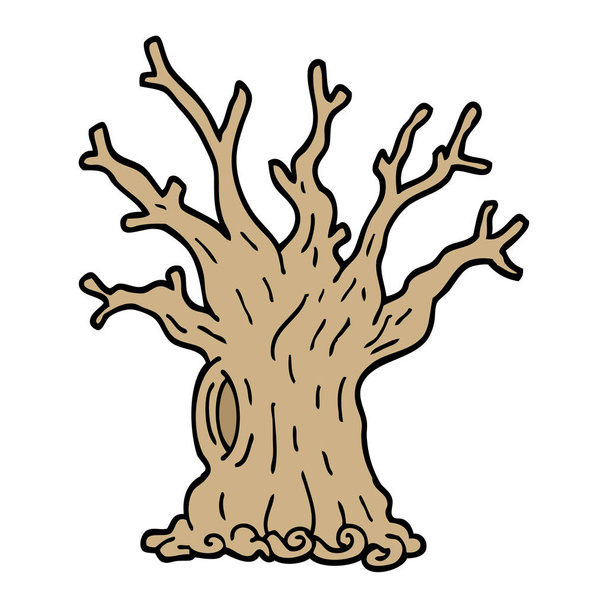 elle çizilmiş doodle tarzı çizgi film ağaç - Vektör, Görsel