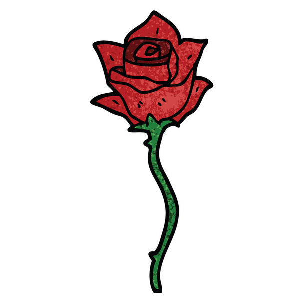 Карикатурные каракули красной розы
 - Вектор,изображение