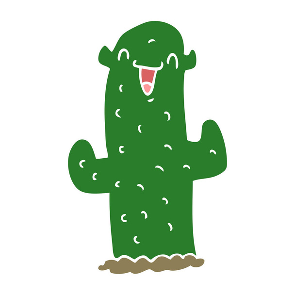 flat color style cartoon cactus - Vector, Image