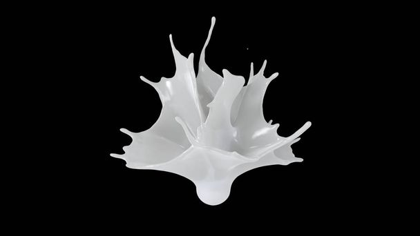 Ідеальна форма розбризкування молока на синьому чорному фоні
. - Фото, зображення