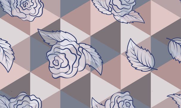 Blue roses on a graphic background - Vektori, kuva