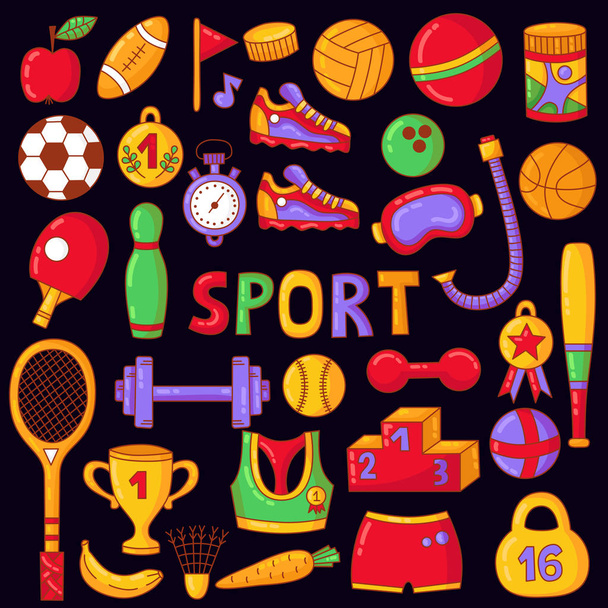 Sport fitness icons vector collection - Vector, Image