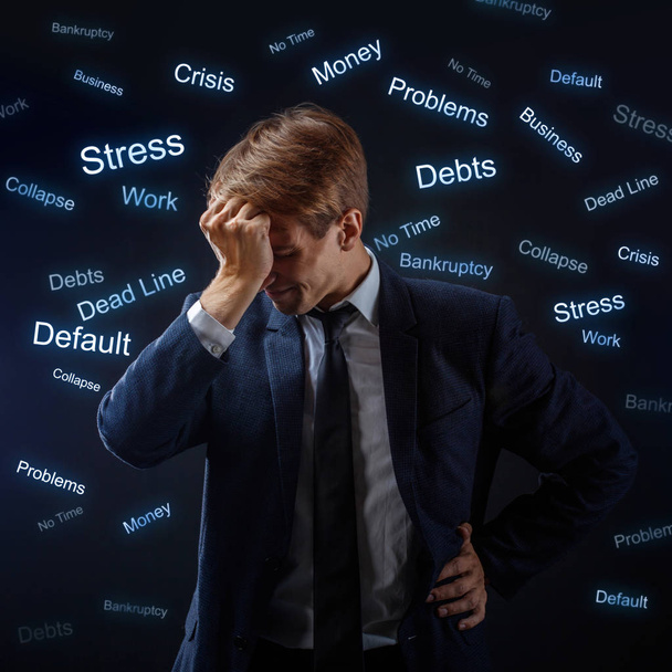 man businessman under stress. Many problems, concept - Foto, imagen