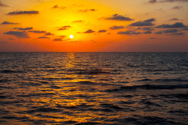 Beautiful sunset on the Black sea. Gold sea sunset.Poti, Georgia. - Photo, Image