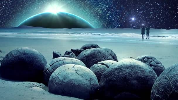 Дивовижні фантастичних землі і Всесвіту галактики анімації з місяця  - Кадри, відео