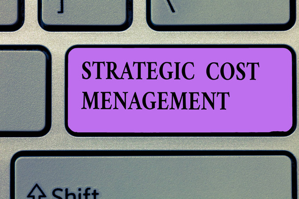 Writing note showing Strategic Cost Management. Business photo showcasing combining Decision Making with Expenses Budgeting - Photo, Image