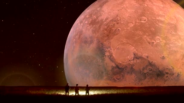 Incrível fantástica paisagem irreal com lua vermelha, fantasia paisagem animação - Filmagem, Vídeo