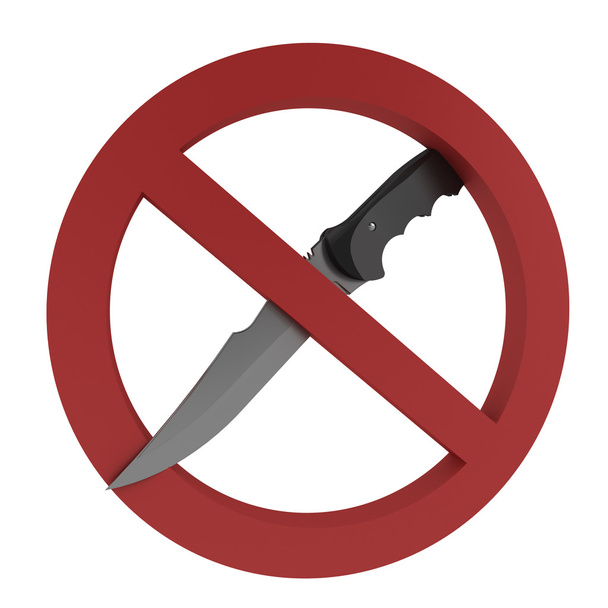 Cuchillos prohibidos signo aislado sobre fondo blanco
 - Foto, Imagen