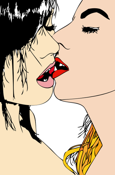 Kiss between two women - Photo, Image