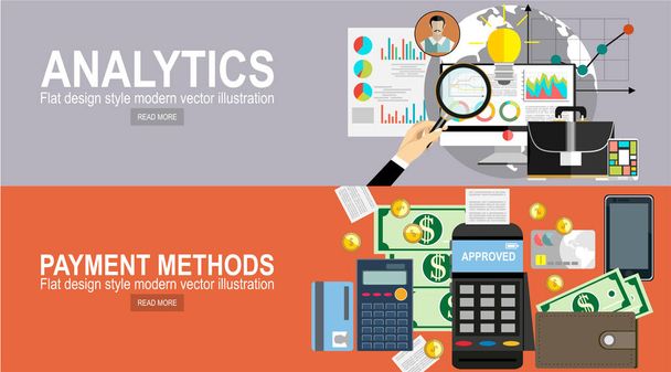 μέθοδοι πληρωμής και Analytics απλά απεικόνιση διανυσματικών   - Διάνυσμα, εικόνα