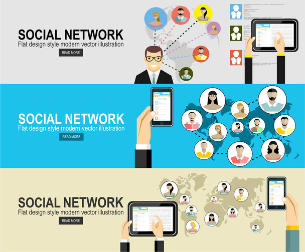 sosyal ağ afiş seti sadece vektör illüstrasyon  - Vektör, Görsel