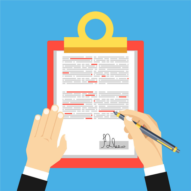 hand signing contract simply vector illustration   - Vector, Image