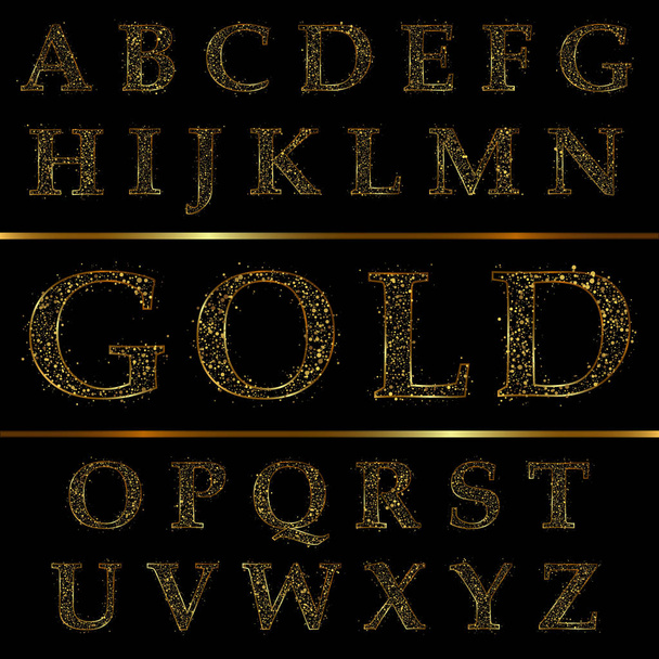 Gold letter, alphabetic fonts Vector - Vektor, kép