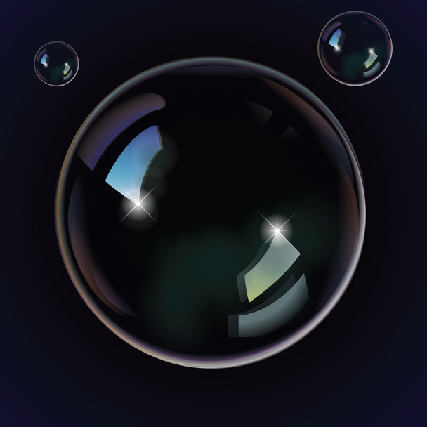 Burbujas de jabón sobre fondo azul negro
 - Vector, imagen