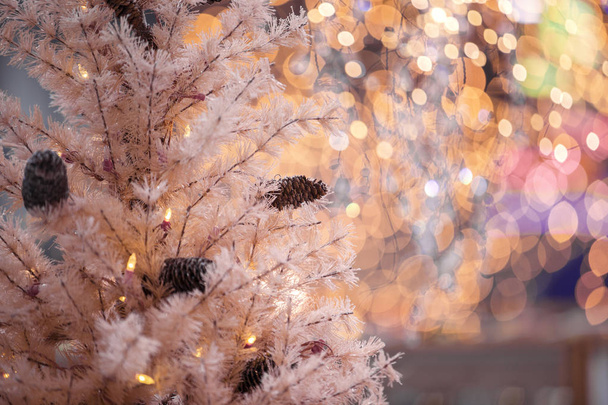 Christmas background. An artificial pink tree. New year - 写真・画像