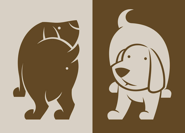 Собаки символи вектор силует спини і спереду
 - Вектор, зображення