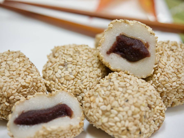  Asijské jídlo lepkavá rýže dort Sesame - Fotografie, Obrázek