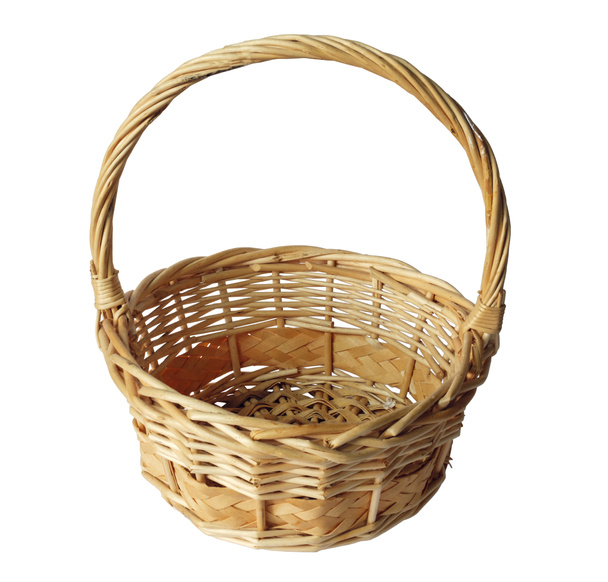 Round plated basket on a white background, isolated - Photo, Image