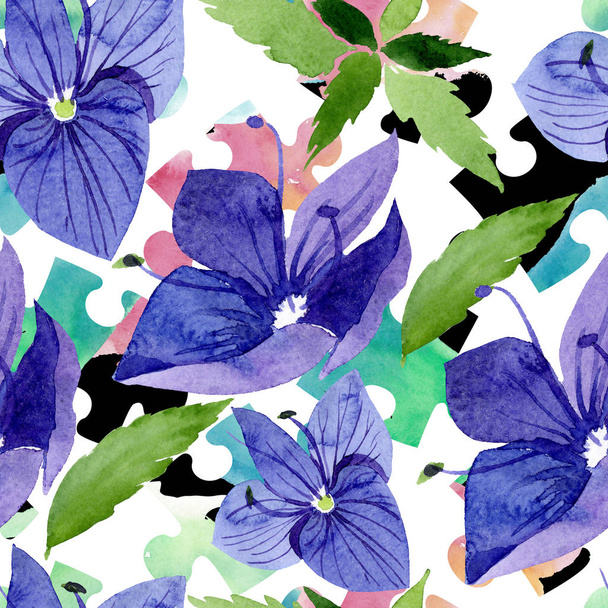 Ακουαρέλα μπλε λουλούδι Veronica. Floral βοτανικό λουλούδι. Απρόσκοπτη υπόβαθρο μοτίβο. - Φωτογραφία, εικόνα
