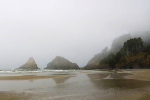 Southern Oregon coast on early foggy morning. - Photo, Image