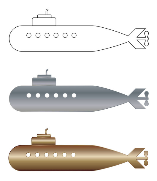 Jednoduchý obrázek vojenské ponorky nastavit ikonu pro webový design vektorové eps 10 - Vektor, obrázek