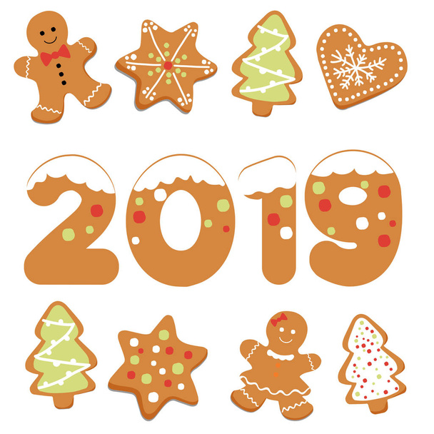 gingerbread ano novo celebração vetor ilustração
  - Vetor, Imagem