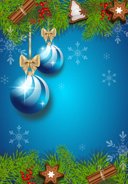 Ilustração do cartão de felicitações Feliz Natal decorado com objetos de Natal
 - Foto, Imagem