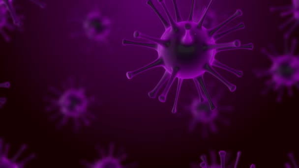 ウイルス、ウイルス、ウイルス細胞顕微鏡では、紫色の背景を持つ流体中に浮遊 - 映像、動画