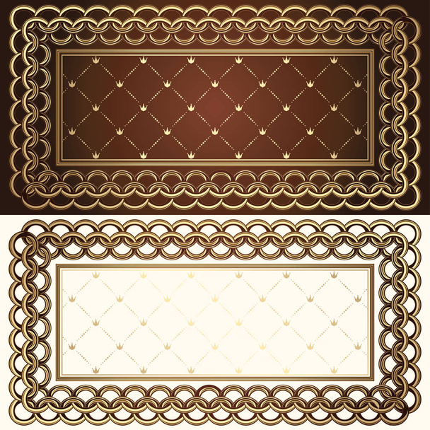 Goldene dekorative Rahmen mit Ketten, Vektor, Illustration  - Vektor, Bild