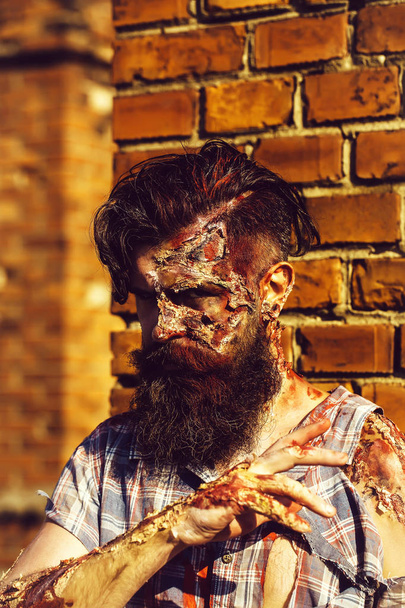 Bearded zombie man - Фото, изображение